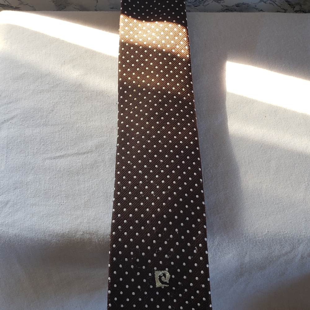 Pierre Cardin Dark Brown Tie with White Dots